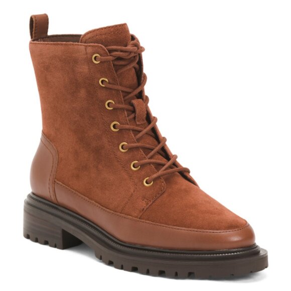 VINCE CAMUTO Suede Leasa Lace Up Boots - Picture 1 of 2